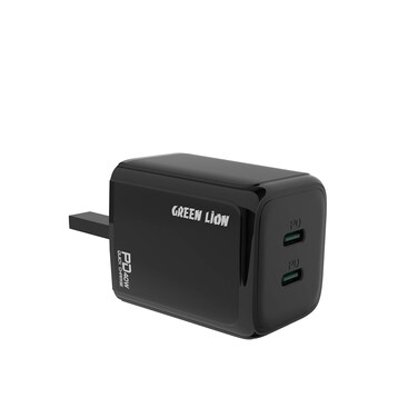 Green Lion 40W Dual PD Wall Charger UK Plug, Fast Charging with Dual USB-C Outputs, Charging Protection, 40W Power Delivery for Efficient and Safe Charging at Home or Travel
