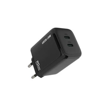 شاحن الحائط جرين ليون دوال PD، 40 واط إجمالي الإخراج، منفذا USB-C مزدوجان، 20 واط لكل منفذ، دعم PPS، شحن سريع، حماية من الشحن الزائد وارتفاع درجة الحرارة، أسود
