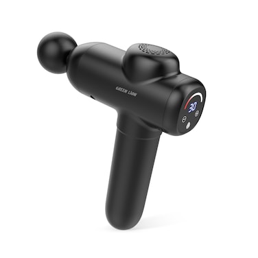 Green Lion Wave Massage Gun, 30 Speed Levels, 1700-3200 RPM, 6 Massage Heads, Quiet Operation, 1500mAh Battery, 2-3 Hours Working Time, 500 Hours Motor Life, Black
