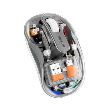 Green Lion Wireless Turtle Mouse, Bluetooth (BT1 &amp; BT2), 2.4GHz, USB-A &amp; USB-C, 800-2400 DPI Resolution, 400mAh Rechargeable Battery, Up to 3 Devices, Gray
