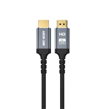 Green Lion 8K HDMI to HDMI Cable, 48Gbps Data Transfer Speed, 8K Ultra HD Resolution, 60Hz Refresh Rate, 7.1 Surround Audio Support, Braided Aluminum Design, 2m Length, Black
