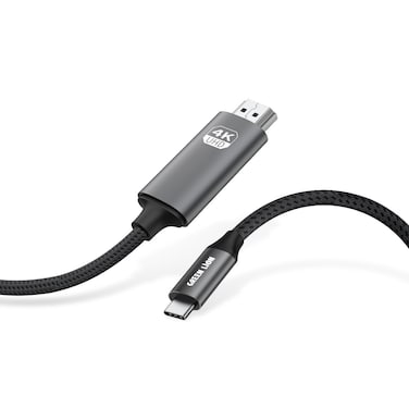 كابل جرين لايون USB-C إلى HDMI بدقة 4K 30 هرتز، تصميم مضفر، وضع المرآة والتمديد، طول 2 متر، هيكل ألومنيوم، نقل بيانات سريع، مزيج من السرعة والطاقة - أسود
