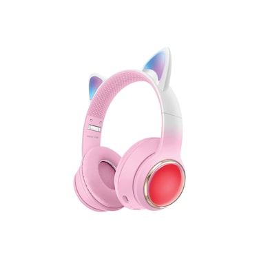 Green Lion GL-400 Kids Wireless Headphone, 400mAh, BT V5.3, Light Effect &amp; Flashing Modes, Up to 20 Hours Working Time, Type-C Charging, TF Card, AUX - Pink