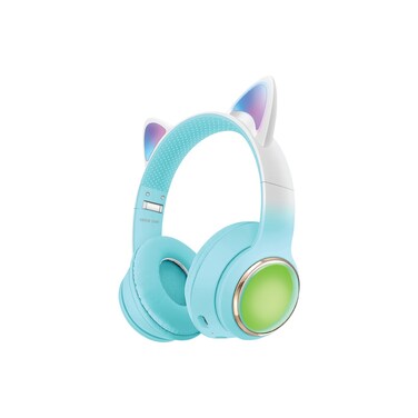 Green Lion GL-400 Kids Wireless Headphone, 400mAh, BT V5.3, Light Effect &amp; Flashing Modes, Up to 20 Hours Working Time, Type-C Charging, TF Card, AUX - Blue