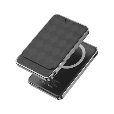 Green Lion Moreno 5000mAh Power Bank, Compatible with MagSafe, Wireless Charging 7.5W, 10mm Ultra Thin Design, Inflight Approved, With Card Holder &amp; Built-in Stand
