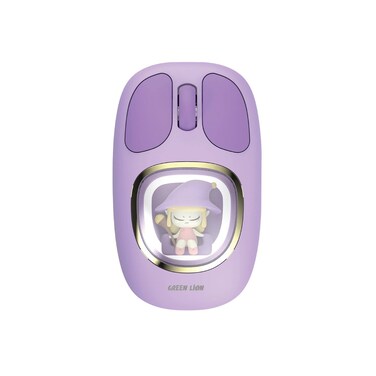 Green Lion Moosh Wireless Mouse, 2.4GHz, Bluetooth 1 &amp; 2, 1200 DPI Resolution, 7-Color Diffuse Synchronization, USB-C Charging, 400mAh Battery, Up to 3 Devices, Purple
