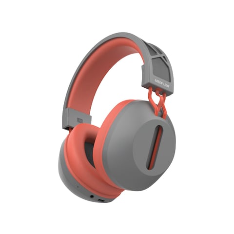 سماعات رأس فوق الأذن جرين لاين سولار إيكو ANC، 30 ساعة عمر بطارية، شحن بالطاقة الشمسية، Bluetooth V5.3، مكبر صوت 40 ملم، دعم AUX، ميكروفون مدمج، وقت تحدث يصل إلى 30 ساعة - رمادي/أحمر