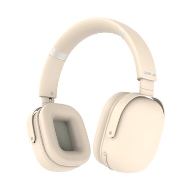 Green Lion Eco ANC Clear Sound Zero Noise Headphone,Active Noise Cancellation,40mm Audio Driver,36 Hours Working,AXU Support,Built In Microphone,10M Distance,Bluetooth V5.3,2.5H Recharge Time (Beige)