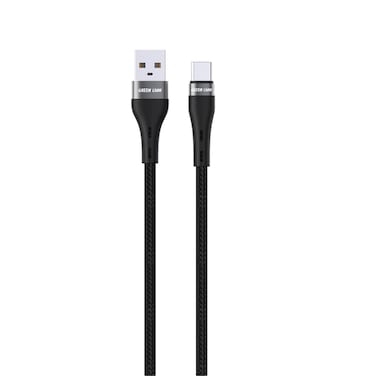 كابل جرين لايون USB-A إلى USB-C المضفر 1 متر، قدرة شحن 15 واط، شحن ومزامنة، شحن آمن وموثوق، سرعة نقل بيانات 480 ميجابت في الثانية، توافق واسع، يتحمل 10000 انحناء، غلاف ألومنيوم متين - أسود
