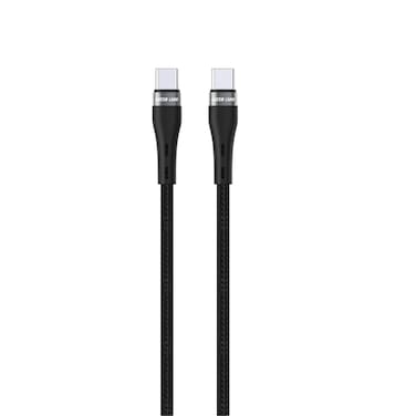 Green Lion USB-C To USB-C Braided Cable 1M 60W,Charge &amp; Sync,Safe &amp; Reliable Charging,480Mbps Transfer Speed,Wide Compatible,10000 Bends,Aluminum Shell - Black