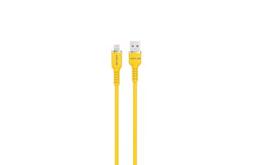 كابل Green Lion USB-A إلى Lightning سيليكون 1 متر 12 واط، شحن ومزامنة، شحن آمن وموثوق، سرعة نقل 480 ميجابايت/ثانية، توافق واسع، يتحمل 10,000 انحناء، غلاف من الألومنيوم المتين - أصفر
