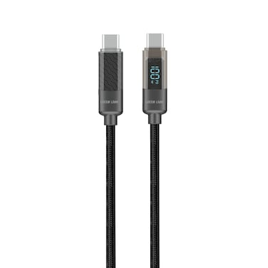 كيبل جرين لايون بشاشة رقمية USB-C إلى USB-C، شحن ومزامنة، سرعة نقل 480Mbps، شحن 100 واط، آمن وموثوق، يتحمل 10000 انحناء، كابل بطول 1 متر، مضفر + غلاف من سبائك الزنك - أسود
