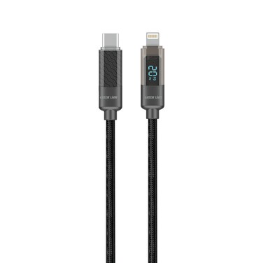 Green Lion Digital Display USB-C to Lightning Cable 1M 18W, Charge &amp; Sync, Safe &amp; Reliable Charging, 480Mbps Transfer Speed, 10000 Bends, Zinc Alloy Shell - Black
