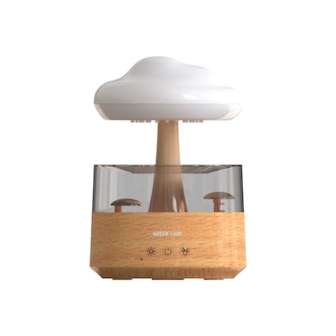 Green Lion Rain Cloud Diffuser, 5-8ml/h Spray Volume, 300ml Capacity, Simulated Raindrop, Delicate Moisture, Automatic Shutdown, 5V Rated Voltage, Wood
