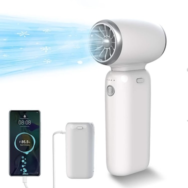 2-in-1 Multi-Function (1000mAH) Power Bank and (75000 RPM) Fan with 3 Speed Modes Green Lion - White