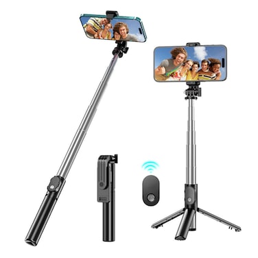 عصا سيلفي ترايبود جرين لايون، دوران 360°، ترايبود قابل للطوي، بلوتوث 5.2، سيلفي بنقرة واحدة، بطارية زر CR1620 قابلة للاستبدال، تصميم مقاوم للانزلاق، حجم مقبض الهاتف 65-90 مم، أسود
