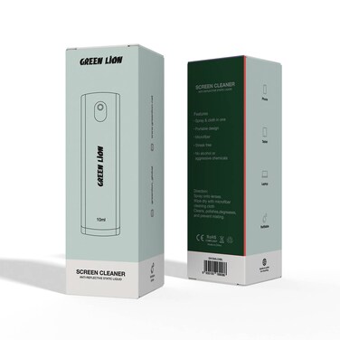 مجموعة منظف الشاشة Green Lion 10 مل، تصميم محمول من الألياف الدقيقة، خالي من الخطوط، قابل للاستخدام للهاتف والكمبيوتر اللوحي والكمبيوتر المحمول، زجاجة قابلة لإعادة الملء - أزرق
