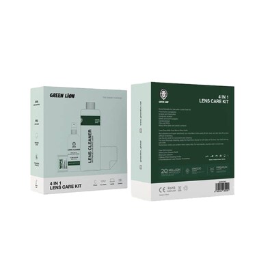 Green Lion 4 in 1 Lens Care Kit, Includes 240ML Lens Cleaner Refill, 60ML Lens Cleaner, Pre-Moistened Towelettes, Micro-Fiber Cloths, Complete Solution for Lens Cleaning Needs
