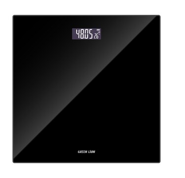 Green Lion Digital Weight Scale, Temperature Display, High Resistance Glass Base, Weight Capacity: 5-180Kg, Graduation: 50g, LCD Display, Auto Power Off, Black