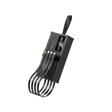 باور بنك جرين لاين بسعة 20000mAh، شحن سريع PD 20W، خرج QC 22.5W، كابلات مدمجة من Type-C، لايتنينج وMicro USB، شاشة LED رقمية، مدخلات ومخرجات متعددة، تصميم مدمج ومحمول - أسود
