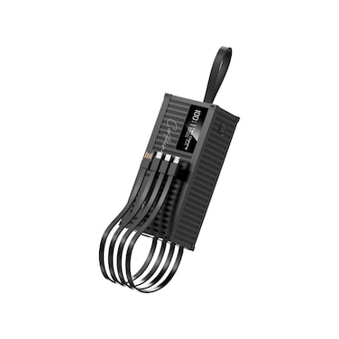 Green Lion Power Bank 30000mAh   PD 20W Fast Charging, QC 22.5W Output, Built-in Type-C, Lightning &amp; Micro Cables, LED Display, Multi-Input &amp; Output, Compact &amp; Portable - Black
