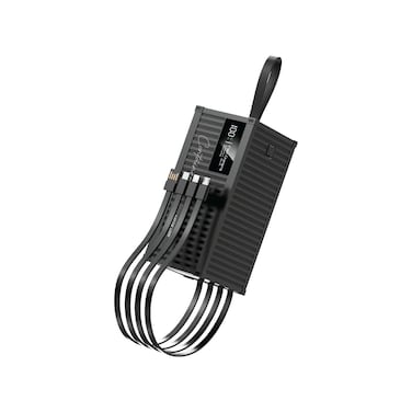Green Lion 50000mAh Power Bank, PD 20W Fast Charge, QC 22.5W Output, Built-in Type-C, Lightning &amp; Micro Cables, LED Digital Display, Multi-Input &amp; Output, High-Capacity Portable Charger - Black
