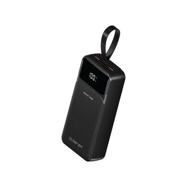 جرين ليون باور تانك 30000mAh، كابلات Type-C وLightning مدمجة، مخارج USB-A1 وUSB-A2 وUSB-C1، مداخل USB-C1 وUSB-C2 وكابل USB-A، شاشة LED، شحن سريع وفعال.
