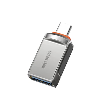 محول جرين لايون OTG من USB-A إلى USB-C، توافق واسع، نقل بيانات بسرعة 480 ميجابت في الثانية، شحن سريع بقوة 120 واط، غلاف من سبائك الزنك، متين وموثوق، اتصال عالي السرعة - رمادي
