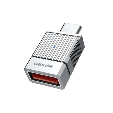 محول جرين لاين 2 في 1 من USB-A إلى USB-C OTG، شحن سريع 120 واط، نقل بيانات بسرعة 10 جيجابت في الثانية، توافق واسع، هيكل من سبائك الزنك، يعمل مباشرة بدون تثبيت، تصميم مدمج وخفيف الوزن - فضي
