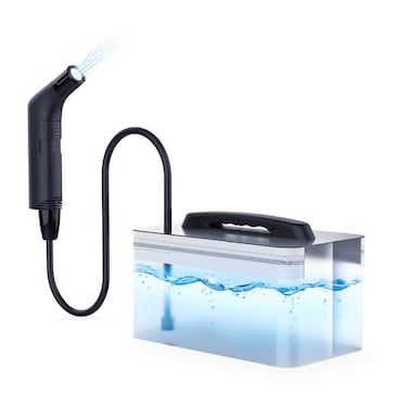 دش محمول للسفر جرين لاين، بطارية 800 مللي أمبير، 30 دقيقة استخدام، حاوية ماء 2.3 لتر، مقاوم للماء IPX6، خرطوم 1.2 متر، شحن عبر USB-C، إعادة شحن في 3 ساعات - أسود