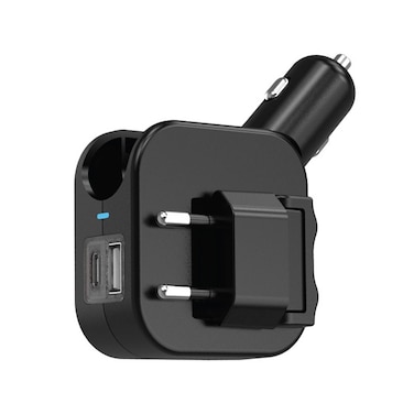 Green Lion Duo Power Car &amp; Wall Charger, Dual USB-A &amp; USB-C Output, 20W PD Fast Charging, EU Plug, AC 100-240V &amp; DC 12-24V Input, Compact PC &amp; Copper Build, Multi-Device Support
