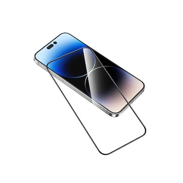 Green Lion 3D Glitter Curved Screen Protector Compatible With iPhone 15 Pro Max, Anti-Scratch, Anti-Fingerprint, Grease Resistance, Bubble Free, Easy Installation - Silver
