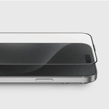 Green Lion Compatible with iPhone 16 SIR LOUIS 3D Curved Advanced Round Edge Glass, Bubble Free, Highly Responsive, Crystal Clear, Anti Fingerprint, Anti Scratch - Black Edge/Clear
