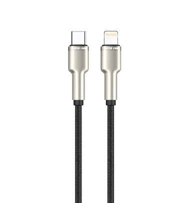 جرين ليون كابل USB-C إلى Lightning مضفر من سبائك الزنك 1 متر 27 واط، سرعة نقل 480 ميجابت في الثانية، شحن سريع، عمر افتراضي لأكثر من 10,000 انحناءة، متوافق مع آيفون - أسود
