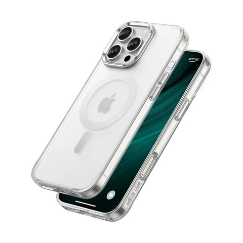 كفر Green Lion لهاتف iPhone 16 Pro مقاس 6.3 إنش، غطاء مات مغناطيسي MagSafe، مقاوم للبصمات والزيوت، مضاد للخدوش، حماية للكاميرا، قبضة مريحة، مقاوم للسقوط – فضي
