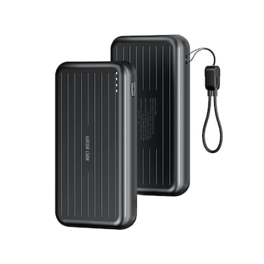 جرين ليون داينامو باور بنك 10000mAh/38.5Wh، بطارية بوليمر، مخرج PD Type-C بقوة 35W، مخرج PD USB-A بقوة 20W، مدخل PD Type-C بقوة 35W، مؤشر LED، تصميم مضغوط ونحيف - أسود.
