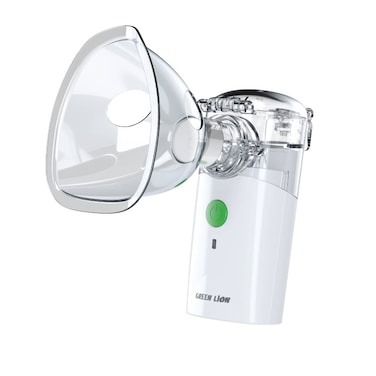 Green Lion Portable Nebulizer, 8ml Capacity, Type-C USB Port, Dual Power Options (USB or AA), Adjustable Mist Settings, Quiet Operation, LED Indicator - White
