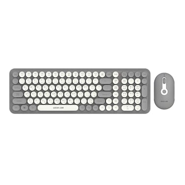 Green Lion GKM-300 Wireless Keyboard and Mouse Set, 800&ndash;1600DPI Mouse, 2.4G Mini USB Connection, Quiet Typing, Built-in Plate, 5M Keystroke Life, 10m Wireless Range, USB Compatible, Gray
