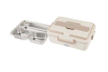 Green Lion GLB 05 Electric Lunchbox, Removable Container, Detachable Cord, Silicone Seal Ring, 10 to 15 Mins Heat, 80 Cm Cable, 50&deg;C Temp, 220-240V, 850 Ml Capacity, Dishwasher Safe, Beige
