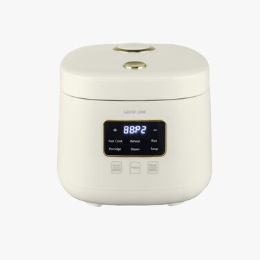 Green Lion GRC-10 Digital Rice Cooker, 2L Capacity, 400W Power, 6 Cooking Modes (Porridge, Soup, Steam, Rice, Reheat, Fast Cook), 55-100&deg;C Temperature Range, UK Plug, Easy-to-Clean, White
