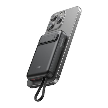 Green Lion DXB MagSafe Power Bank 10000mAh with Wireless Output (5W, 7.5W, 10W, 15W), Type-C and USB-A Outputs (22.5W), PD20W Type-C Output, Built-in Cables, Digital Display, Short Circuit Protection