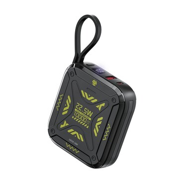 Green Lion Xtreme 10 Power Bank 10000mAh, PD 22.5W Fast Charging, Built-in Lightning &amp; USB-C Cables, USB-A &amp; USB-C Ports, Digital Display, Compact &amp; Portable - Black
