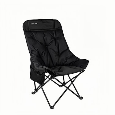 Green Lion Desert Ranger Camping Chair with Storage Bag, 600D Oxford Fabric, Steel Pipe Frame, 120kg Load Capacity, Anti-Slip Feet, Heightened Backrest, Foldable Design, Black
