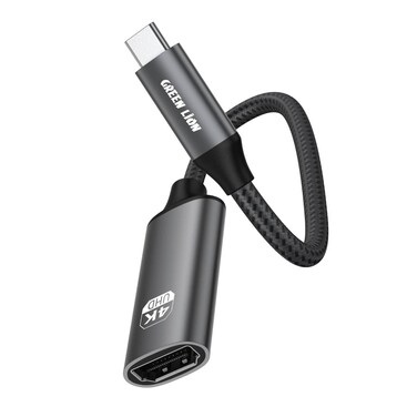 كابل محول جرين لايون 4K USB-C إلى HDMI، فائق الوضوح 4K@60Hz، وضع المرآة والوضع الممتد، توافق واسع، كابل مضفر بطول 20 سم، تشغيل فوري، سبائك الألمنيوم المتينة - رمادي

