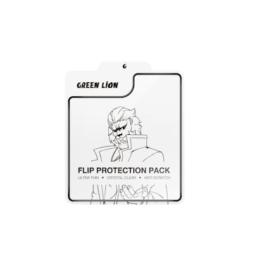 حزمة حماية Green Lion Flip لهاتف Samsung Galaxy Z Flip 6، فيلم ذاتي الإصلاح، مقاوم لبصمات الأصابع، مقاوم للطي، مقاوم للخدوش، تركيب خالٍ من الفقاعات، تغطية كاملة (شفاف)
