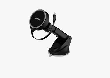 Green Lion GH-17 MagSafe-Compatible Holder, 15W Fast Charging, 94-120mm Extendable Arm, 1m Telescopic Data Cable, Retractable Cable, Strong 3M Glue, Car Phone Mount &ndash; Black

