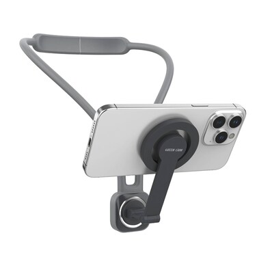 حامل هاتف جرين لايون للرقبة مع MagSafe، راحة يدوية، وزن 267 جرام، سعة تحميل 400 جرام، دوران 10000 محور، إطلاق زر قابل للضغط، مغناطيس N52*16، هيكل سيليكون ناعم
