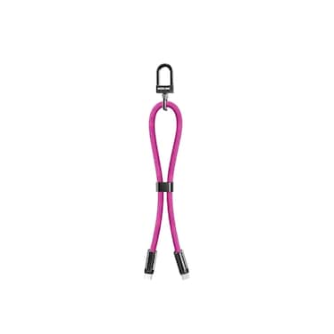كابل Green Lion Keychain Lanyard Type-C إلى Type-C بقوة 60 واط، مشبك من سبائك الألومنيوم، سرعة نقل 480Mbps، طول 30 سم، شحن ومزامنة، آمن وموثوق، هيكل من سبائك الزنك، يتحمل 10,000 انحناء - وردي

