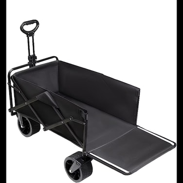 Green Lion Foldable Wagon Cart 250, 250kg Load Capacity, 600D Oxford Fabric &amp; Steel Pipe, 18mm Thick Pipes, Adjustable Handlebar, All-Terrain Wheels, Foldable Design, Black
