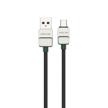 كابل Green Lion المضفر المطلي بالكهرباء بطول 1 متر، متوافق على نطاق واسع، الشحن والمزامنة، آمن وآمن، سرعة نقل عالية، شحن موثوق، متانة معززة، 10000 انحناء - أسود